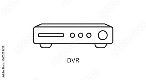 Minimalist Vector SVG Icon of DVR Device in Flat Line Style with Black Outline
