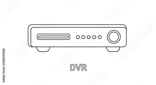 Minimalist Vector SVG Icon of DVR Device with Flat Design Style and Monochrome Color Scheme