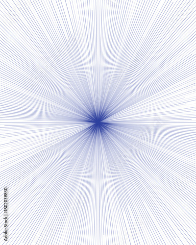 A radiant blue and white starburst pattern with fine lines radiating from a central point, creating a dynamic and futuristic visual effect