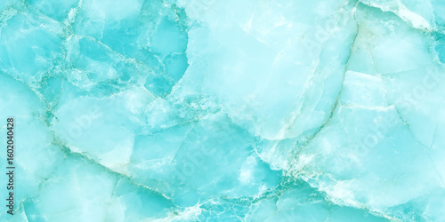 The surface appears glossy and reflective glacial texture, This blue and white marble tile texture highlights unique patterns, ranging from light cyan to deeper turquoise.