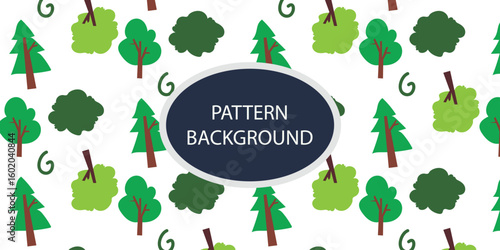 Green forest pattern backgrkound design. Hand draw texture. Vector template. fabric
