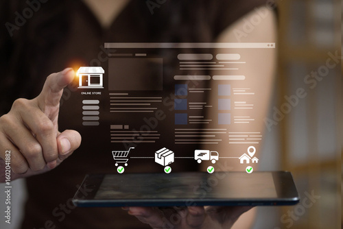 End-to-end ecommerce fulfillment process on digital tablet