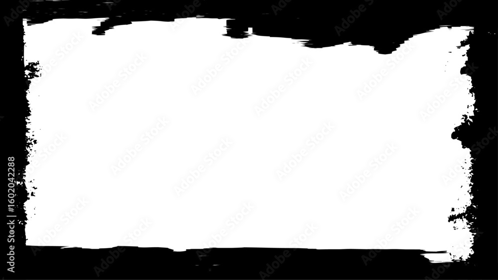 Fototapeta premium Solid black border frames in grunge style. Hand drawing ink brush strokes of abstract rectangles with space for text and images. vector graphic.
