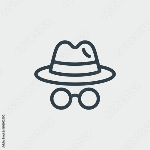 Anonymous Icon with Fedora Hat and Round Glasses incognito