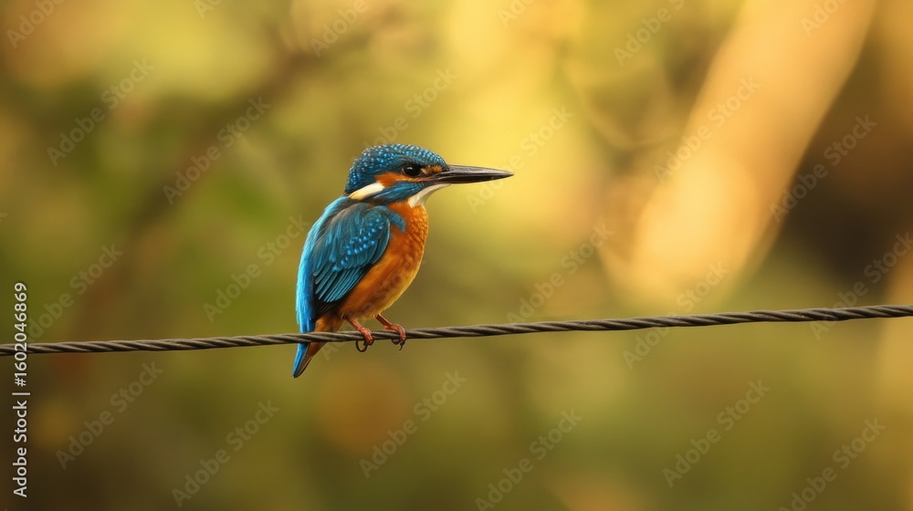 Fototapeta premium Serene Kingfisher on Wire
