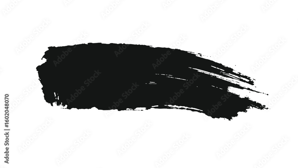 Fototapeta premium A broad black brushstroke with subtle texture isolated on white background