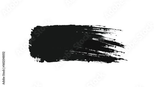 A thick black brush mark with visible bristle texture isolated on white background