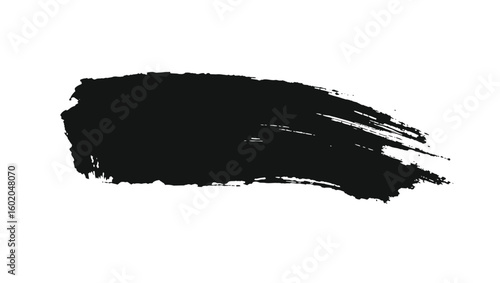 A broad black brushstroke with subtle texture isolated on white background