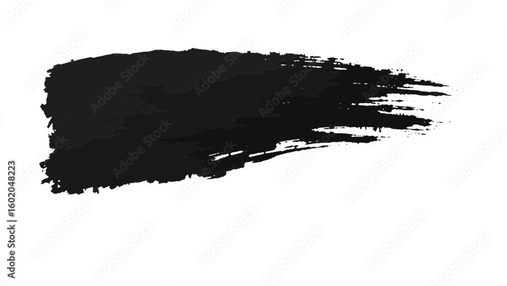 Fototapeta premium A bold black brush stroke isolated on a white background
