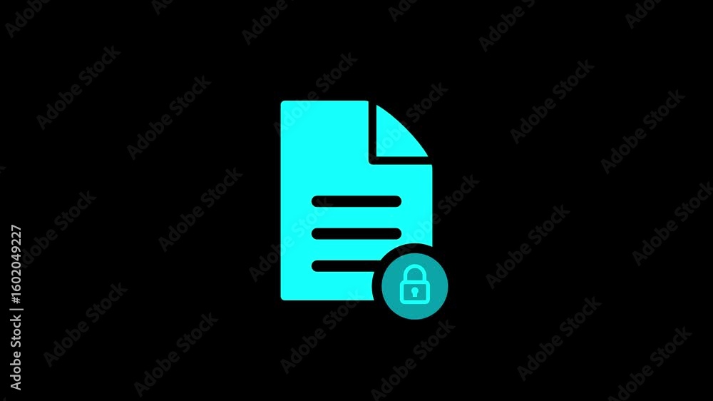 Document file with security icon isolated animation .Paper security icon. File Icon animation . Document file with security icon isolated animation .Paper security icon. File Icon animation .