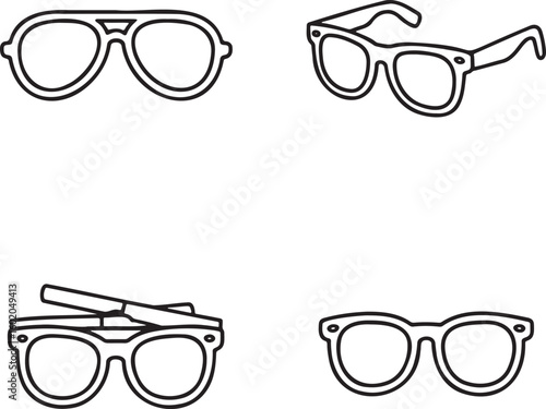 Set of Sunglass Outline vector illustration isolated On Transparent Background