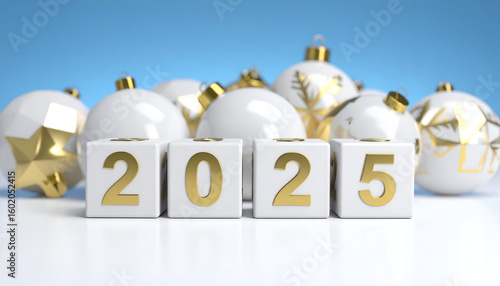 2025 New Year White Ornaments.