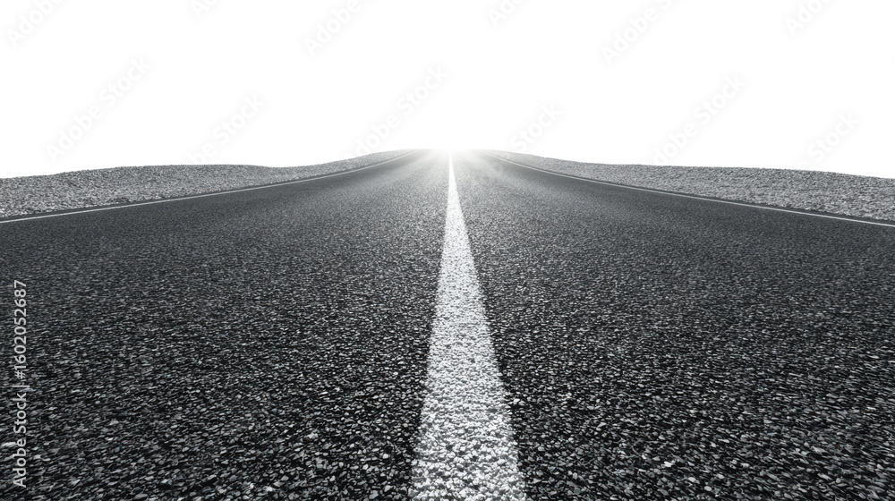 Naklejka premium A straight road leading into the distance, capturing a sense of journey and adventure.