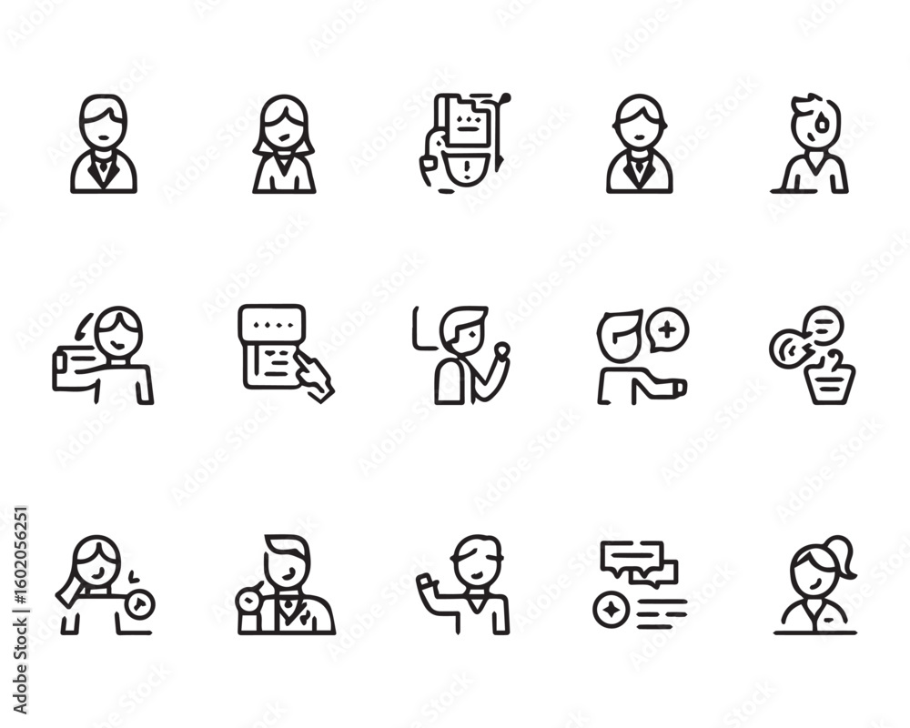 Fototapeta premium Business professionals interacting with technology and each other people icons