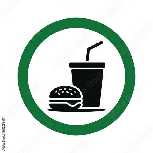 Healthy Meal Permitted Sign: Fast Food and Drink Allowed Icon

