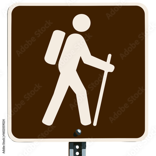 Hiking trail sign indicating path for outdoor enthusiasts in a natural area