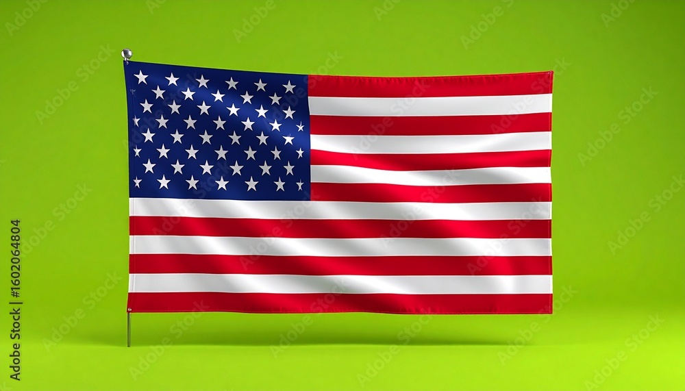 Obraz premium Isolated American flag image over a soft light green modern backdrop