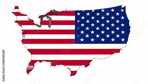 Studio Shot of American Flag Isolated on White Background
