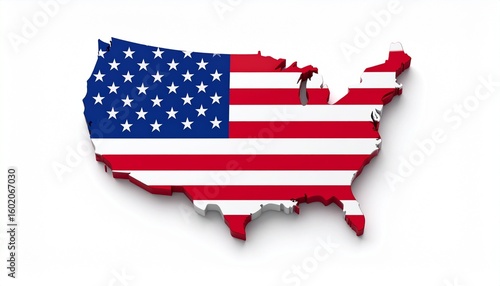 Elegant USA Flag Design on White Background for Advertising
