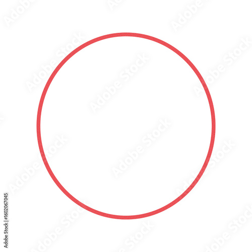 Glowing red circle outline isolated on transparent background