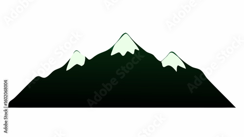 Illustration of a mountain range with three peaks covered in snow against a white background scenery view