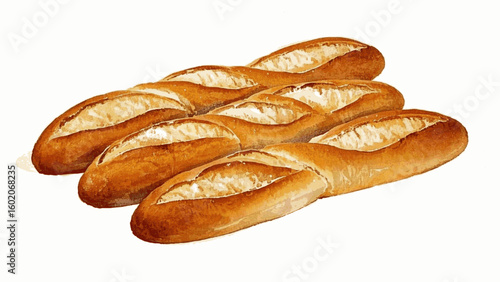 Watercolor Baguette Bread Baguette isolated watercolor vector illustration svg