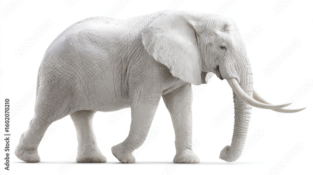 Fototapeta premium White Elephant Game. Full Body Portrait of African Elephant in Nature
