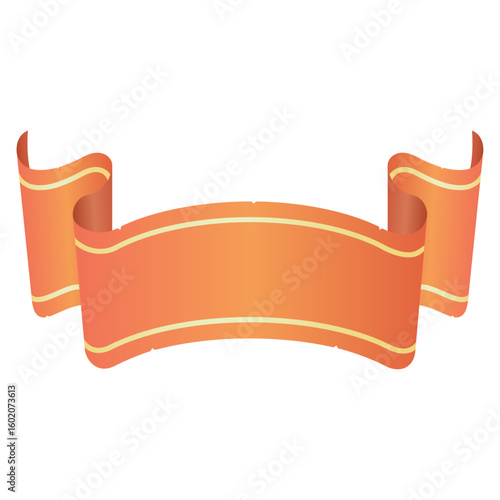 オレンジ色のハロウィンカラーの古びたリボン　イラスト素材