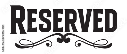 hand drawn reserved text lettering writing calligraphy icon on white background.