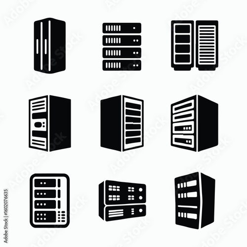 Vector Illustration of Server Racks and Data Centers

