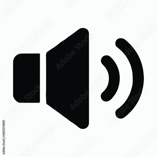 Black and white sound icon of a speaker.
