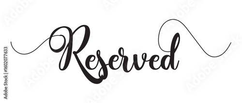 hand drawn reserved text lettering writing calligraphy icon on white background.