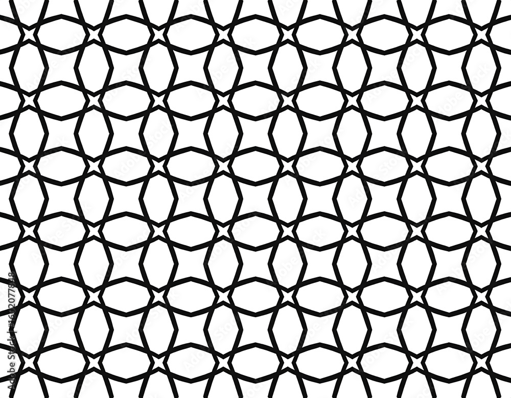 Fototapeta premium Geometric Black White Seamless Pattern.