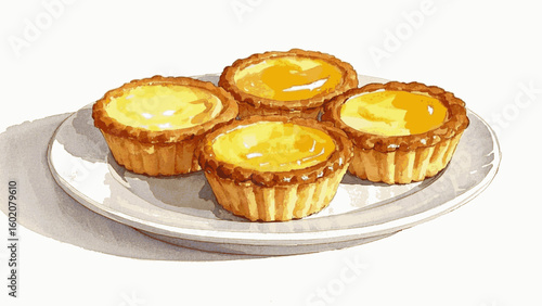 Golden Custard Glow Custard Tart isolated watercolor vector illustration svg