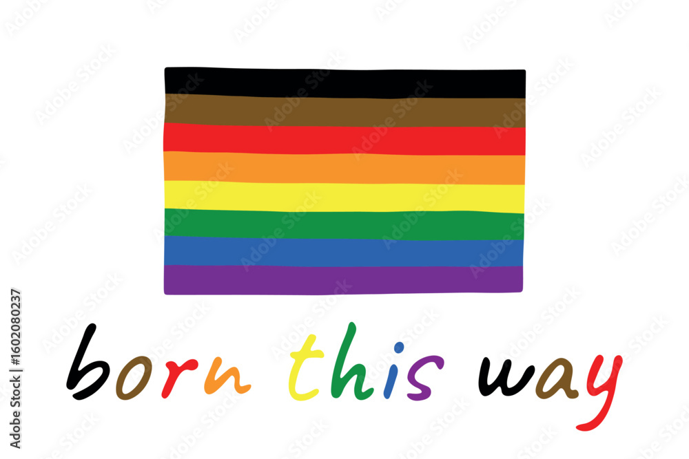 Obraz premium Colorful Gay pride flag Happy pride day LGBTQ community Pride Month Vector hand drawn doodle for posters, stickers, logo, cards