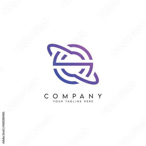 Letter S logo design with orbit ring planet style vector icon.