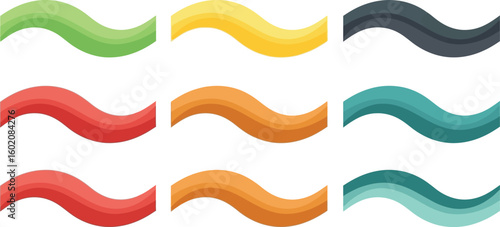 Colorful wave vector illustration set for design element and creative graphic resources usage