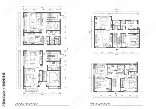 Architectural floor plans of residential buildings and homes