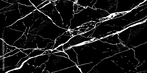 "A striking, high-contrast black and white abstract pattern resembling fractured glass or lightning bolts across a dark sky, emphasizing sharp lines and dynamic tension."