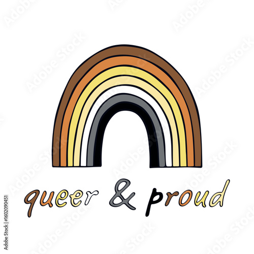 Colorful rainbow shape Bear brotherhood pride flag Happy pride day LGBTQIA community Pride Month Vector hand drawn doodle for posters, stickers, logo, cards