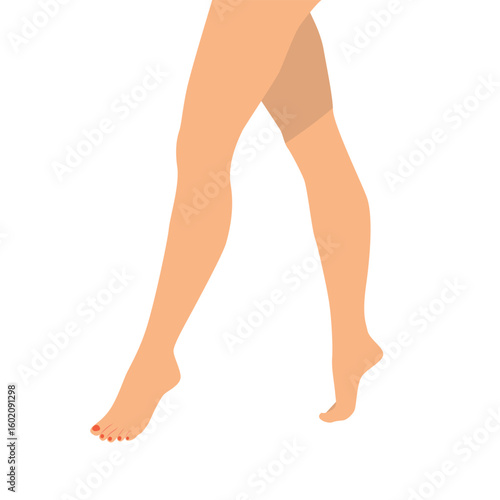 Female Legs Barefoot Side View Cartoon Vector Illustration