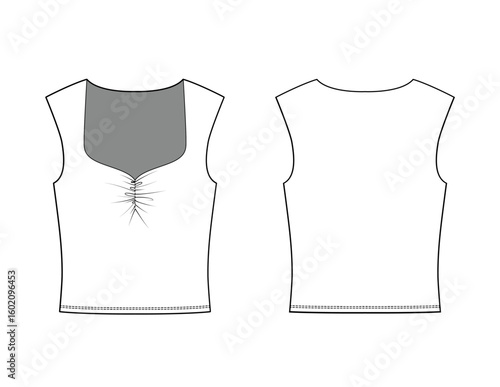 SHIRRING FRONT SWEETHEART NECK TOP