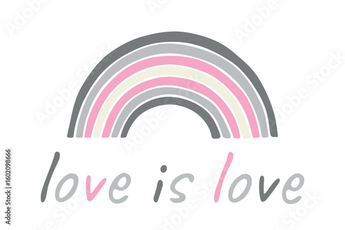 Colorful rainbow shape Demigirl pride flag Happy pride day LGBTQIA community Pride Month Vector hand drawn doodle for posters, stickers, logo, cards
