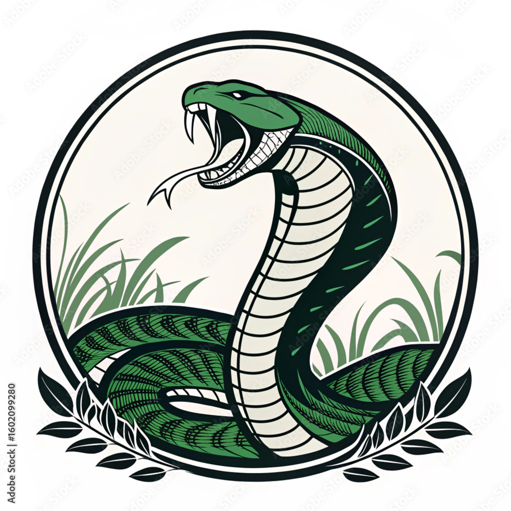 Fototapeta premium green snake vector illustration