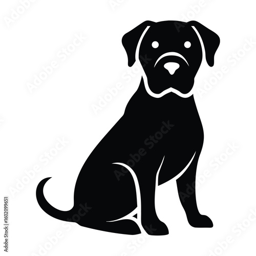 dog silhouette illustration in sitting pose   