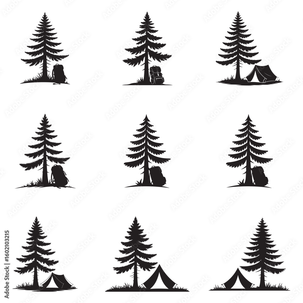 Obraz premium Elegant Black Tree Silhouette Vector on Clean White Background – Perfect for Eco Branding, Organic Packaging, T-Shirts, and Nature-Inspired Commercial Designs . Thank You .