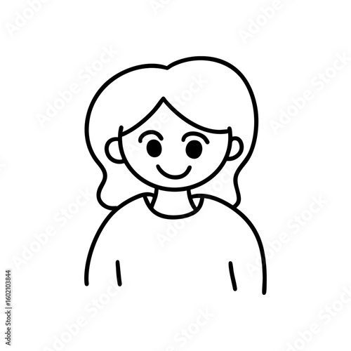 미소짓고 있는 여자 사람 라인 아이콘
