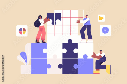 Teamwork puzzle collaboration synergy innovation business strategy success project management creative solutions achieve
