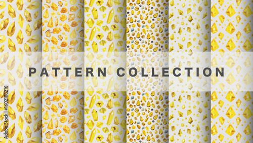 Jewel in watercolor style, 6 pattern data sets, yellow

