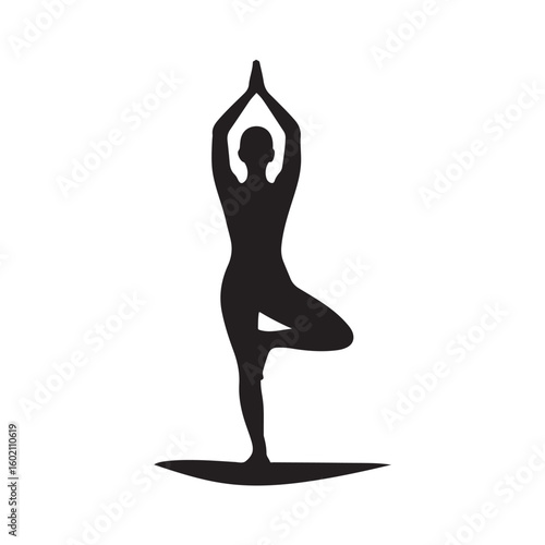 Yoga tree pose silhouette for wellness and fitness